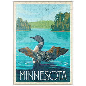 Darstellung des Puzzle Motivs Minnesota: Seetaucher, Vintage Poster - Puzzleteile: 200