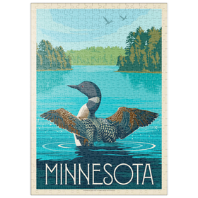 Darstellung des Puzzle Motivs Minnesota: Seetaucher, Vintage Poster - Puzzleteile: 500