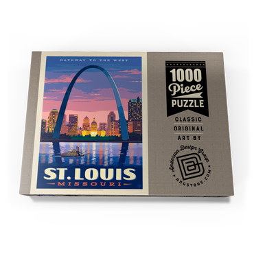 St. Louis, MO: Gateway Arch At Sunset, Vintage Poster 1000 Puzzle Schachtel Ansicht3