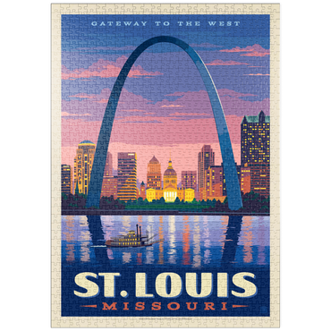 puzzleplate St. Louis, MO: Gateway Arch At Sunset, Vintage Poster 1000 Puzzle