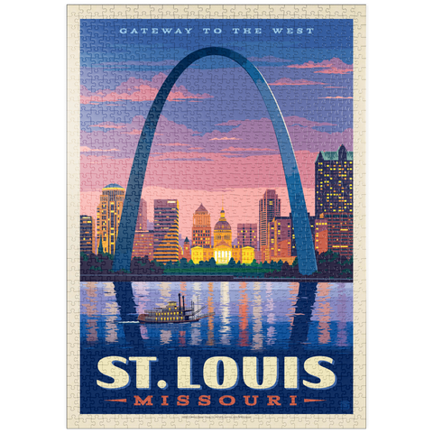 puzzleplate St. Louis, MO: Gateway Arch At Sunset, Vintage Poster 1000 Puzzle