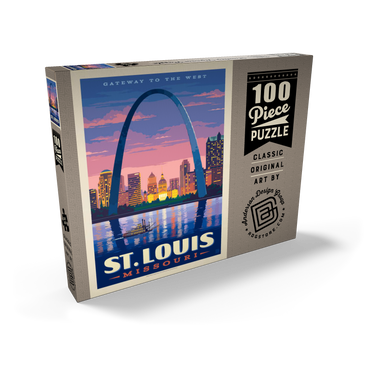 St. Louis, MO: Gateway Arch At Sunset, Vintage Poster 100 Puzzle Schachtel Ansicht2