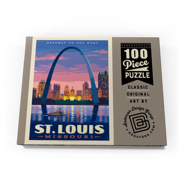 St. Louis, MO: Gateway Arch At Sunset, Vintage Poster 100 Puzzle Schachtel Ansicht3
