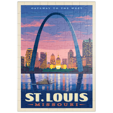 puzzleplate St. Louis, MO: Gateway Arch At Sunset, Vintage Poster 100 Puzzle