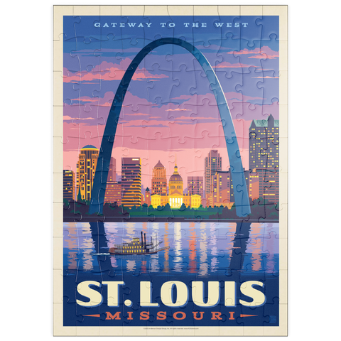 puzzleplate St. Louis, MO: Gateway Arch At Sunset, Vintage Poster 100 Puzzle