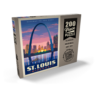 St. Louis, MO: Gateway Arch At Sunset, Vintage Poster 200 Puzzle Schachtel Ansicht2