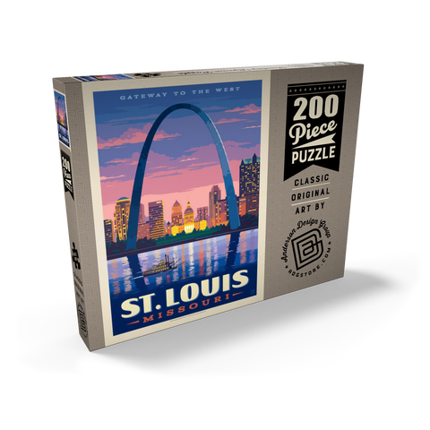 St. Louis, MO: Gateway Arch At Sunset, Vintage Poster 200 Puzzle Schachtel Ansicht2