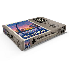 Darstellung des Puzzle Motivs St. Louis, MO: Gateway Arch bei Sonnenuntergang, Vintage Poster - Puzzleteile: 500