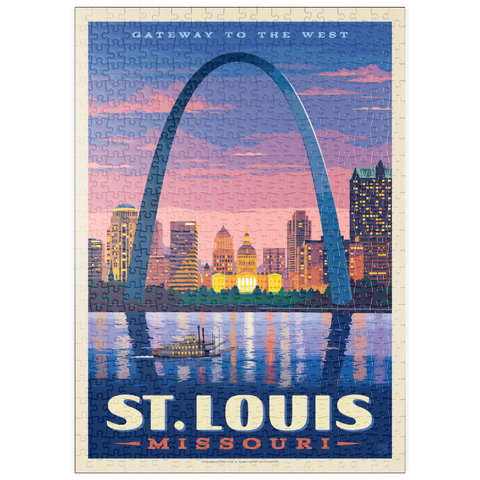 puzzleplate St. Louis, MO: Gateway Arch At Sunset, Vintage Poster 500 Puzzle