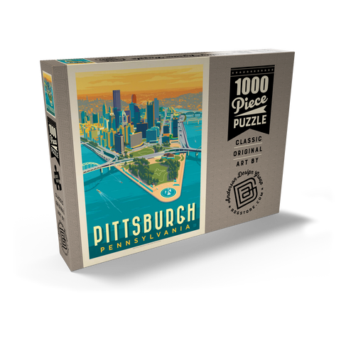 Pittsburgh, PA: Bird's Eye View, Vintage Poster 1000 Puzzle Schachtel Ansicht2