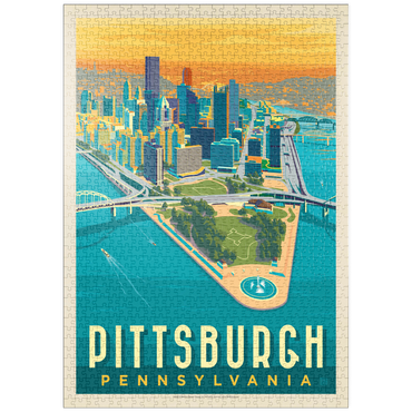 puzzleplate Pittsburgh, PA: Bird's Eye View, Vintage Poster 1000 Puzzle