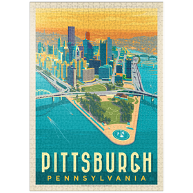 Darstellung des Puzzle Motivs Pittsburgh, PA: Ansicht aus der Vogelperspektive, Vintage Poster - Puzzleteile: 1000