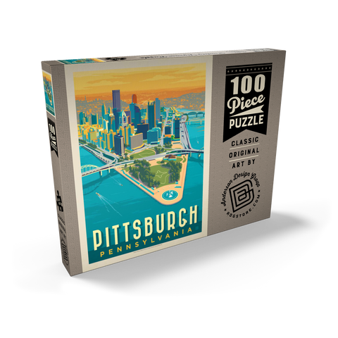 Pittsburgh, PA: Bird's Eye View, Vintage Poster 100 Puzzle Schachtel Ansicht2