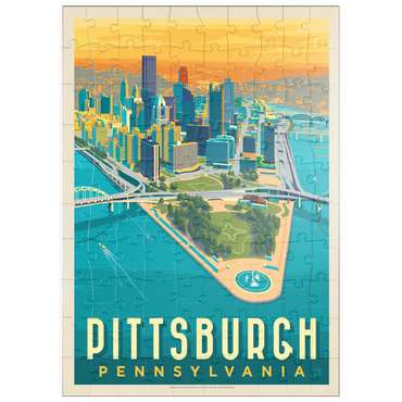 puzzleplate Pittsburgh, PA: Bird's Eye View, Vintage Poster 100 Puzzle