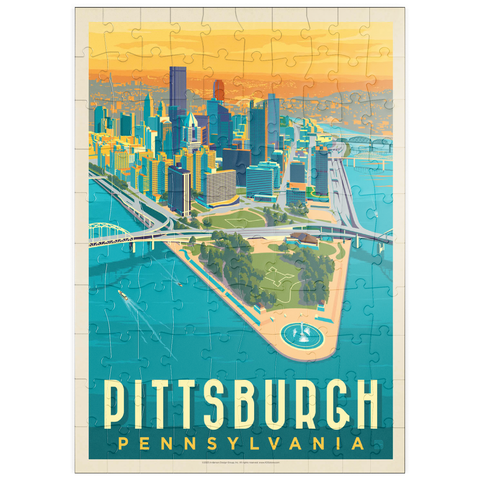 puzzleplate Pittsburgh, PA: Bird's Eye View, Vintage Poster 100 Puzzle
