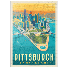 Darstellung des Puzzle Motivs Pittsburgh, PA: Ansicht aus der Vogelperspektive, Vintage Poster - Puzzleteile: 200