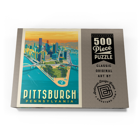Pittsburgh, PA: Bird's Eye View, Vintage Poster 500 Puzzle Schachtel Ansicht3
