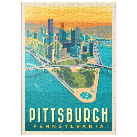 puzzleplate Pittsburgh, PA: Bird's Eye View, Vintage Poster 500 Puzzle