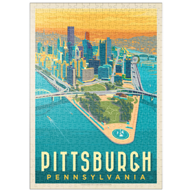 Darstellung des Puzzle Motivs Pittsburgh, PA: Ansicht aus der Vogelperspektive, Vintage Poster - Puzzleteile: 500