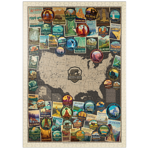 puzzleplate 63-Image National Parks Collage Map, Vintage Poster 1000 Puzzle