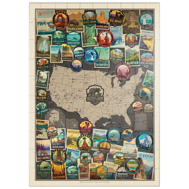 puzzleplate 63-Image National Parks Collage Map, Vintage Poster 100 Puzzle