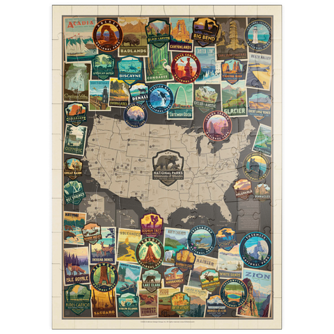 puzzleplate 63-Image National Parks Collage Map, Vintage Poster 100 Puzzle