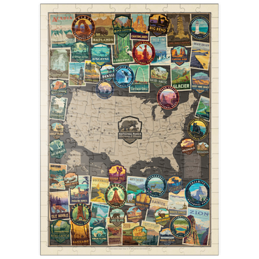 puzzleplate 63-Image National Parks Collage Map, Vintage Poster 200 Puzzle