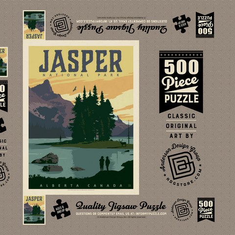 Canada: Jasper National Park, Vintage Poster 500 Puzzle Schachtel 3D Modell
