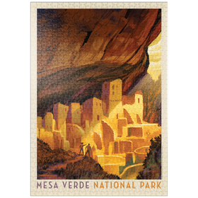 Darstellung des Puzzle Motivs Mesa Verde National Park: Golden Moment, Vintage Poster - Puzzleteile: 1000