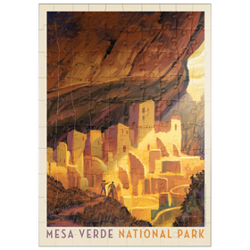 Darstellung des Puzzle Motivs Mesa Verde National Park: Golden Moment, Vintage Poster - Puzzleteile: 100