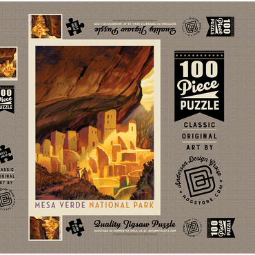 Mesa Verde National Park: Golden Moment, Vintage Poster 100 Puzzle Schachtel 3D Modell