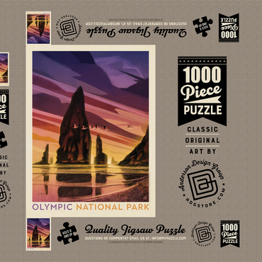 Olympic National Park: Pelican Sunset, Vintage Poster 1000 Puzzle Schachtel 3D Modell