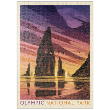 puzzleplate Olympic National Park: Pelican Sunset, Vintage Poster 500 Puzzle
