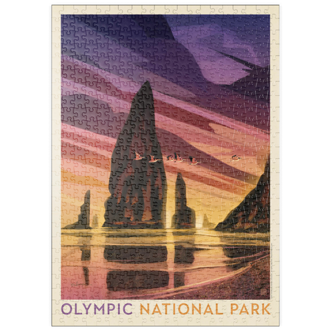 puzzleplate Olympic National Park: Pelican Sunset, Vintage Poster 500 Puzzle