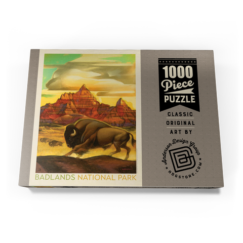 Badlands National Park: Rumbling Herd, Vintage Poster 1000 Puzzle Schachtel Ansicht3