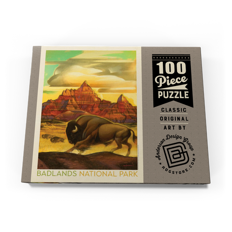 Badlands National Park: Rumbling Herd, Vintage Poster 100 Puzzle Schachtel Ansicht3