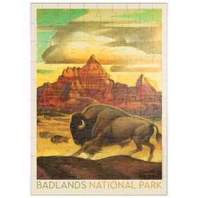 Darstellung des Puzzle Motivs Badlands National Park: Rumbling Herd, Vintage Poster - Puzzleteile: 100
