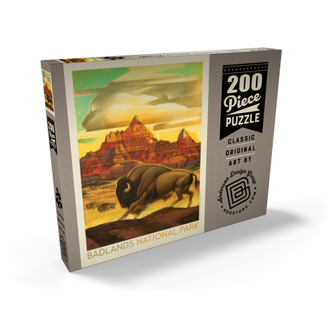Badlands National Park: Rumbling Herd, Vintage Poster 200 Puzzle Schachtel Ansicht2