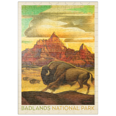 puzzleplate Badlands National Park: Rumbling Herd, Vintage Poster 200 Puzzle
