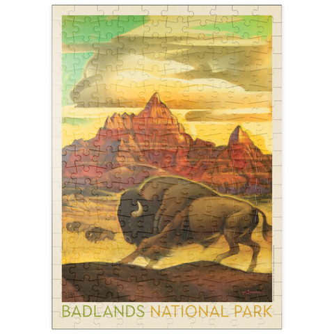 puzzleplate Badlands National Park: Rumbling Herd, Vintage Poster 200 Puzzle