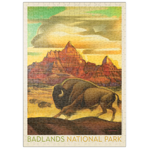 puzzleplate Badlands National Park: Rumbling Herd, Vintage Poster 500 Puzzle