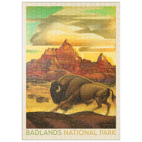 Darstellung des Puzzle Motivs Badlands National Park: Rumbling Herd, Vintage Poster - Puzzleteile: 500