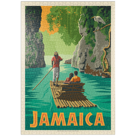 Darstellung des Puzzle Motivs Jamaica: Rafting im Paradies, Vintage Poster - Puzzleteile: 1000