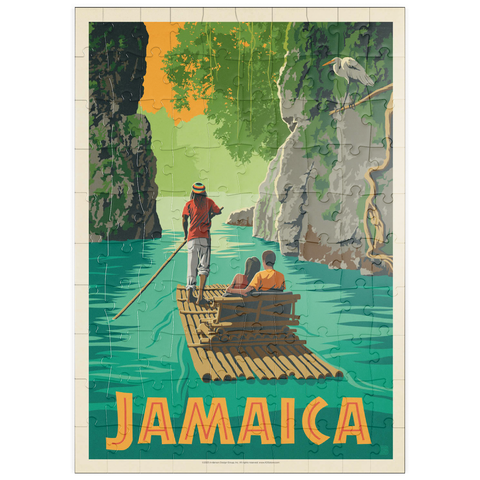 puzzleplate Jamaica: Rafting in Paradise, Vintage Poster 100 Puzzle