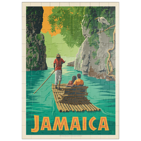 Darstellung des Puzzle Motivs Jamaica: Rafting im Paradies, Vintage Poster - Puzzleteile: 100
