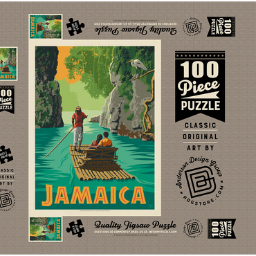 Jamaica: Rafting in Paradise, Vintage Poster 100 Puzzle Schachtel 3D Modell