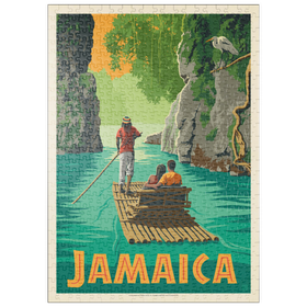Darstellung des Puzzle Motivs Jamaica: Rafting im Paradies, Vintage Poster - Puzzleteile: 500