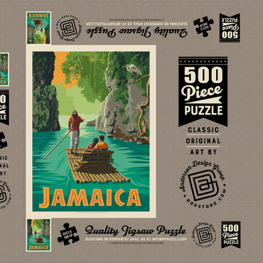 Jamaica: Rafting in Paradise, Vintage Poster 500 Puzzle Schachtel 3D Modell