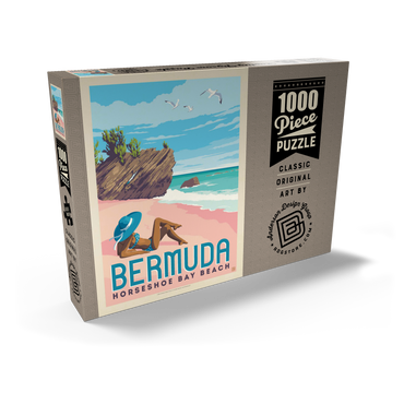 Bermuda: Horseshoe Bay Beach, Vintage Poster 1000 Puzzle Schachtel Ansicht2