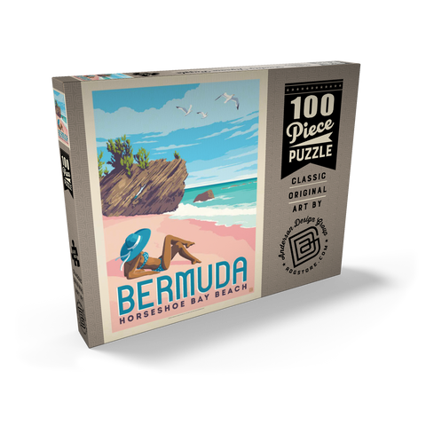 Bermuda: Horseshoe Bay Beach, Vintage Poster 100 Puzzle Schachtel Ansicht2